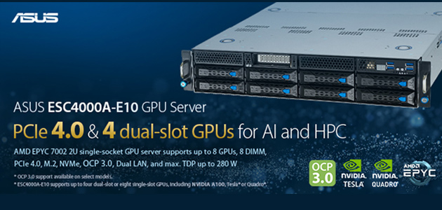 ASUS Announces ESC4000A-E10 Server Powered by the NVIDIA A100 PCIe GPU
