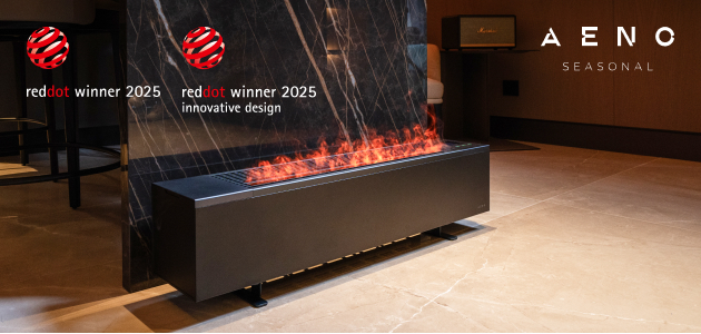 AENO Premium Eco Smart Space Heater with REAL FIRE Effect Was Recognized with 2 Red Dot Design Awards in 2025